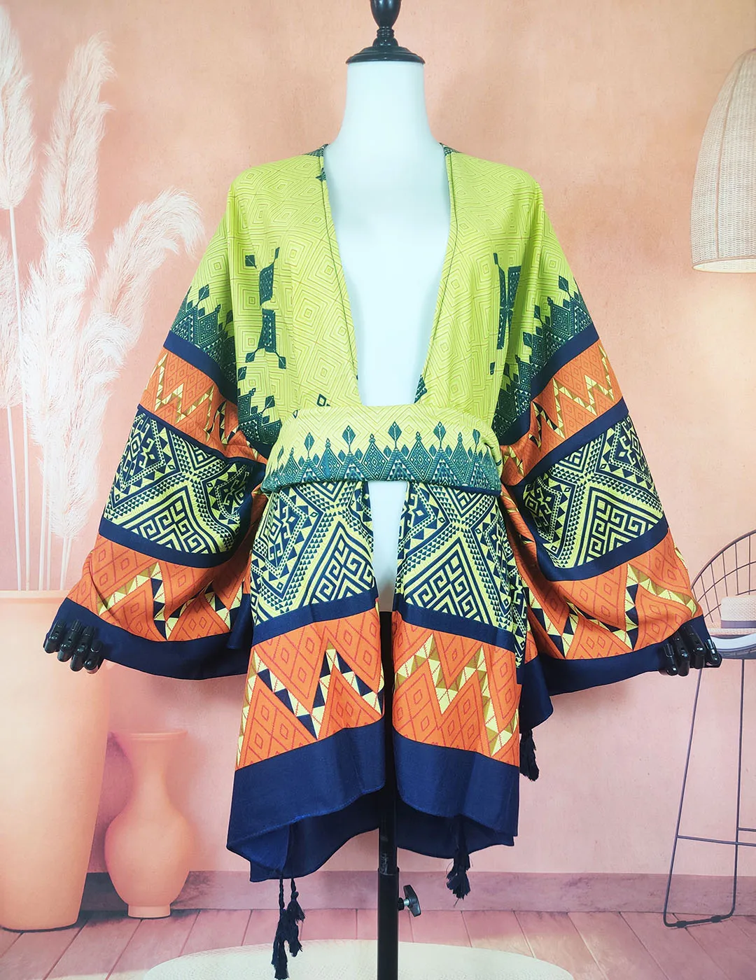 

Fashion Blogger Design Summer Boho Cotton Midi Kimonos Plus Size African Riche Women Streetwear Short Cardigans Malayisa Clothes