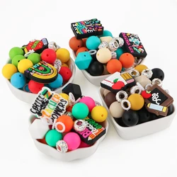 Silicone Focal Beads Teacher Series Silicone Beads Set DIY Beadable Pen Bracelet Necklace For Jewelry Handmade Accessories