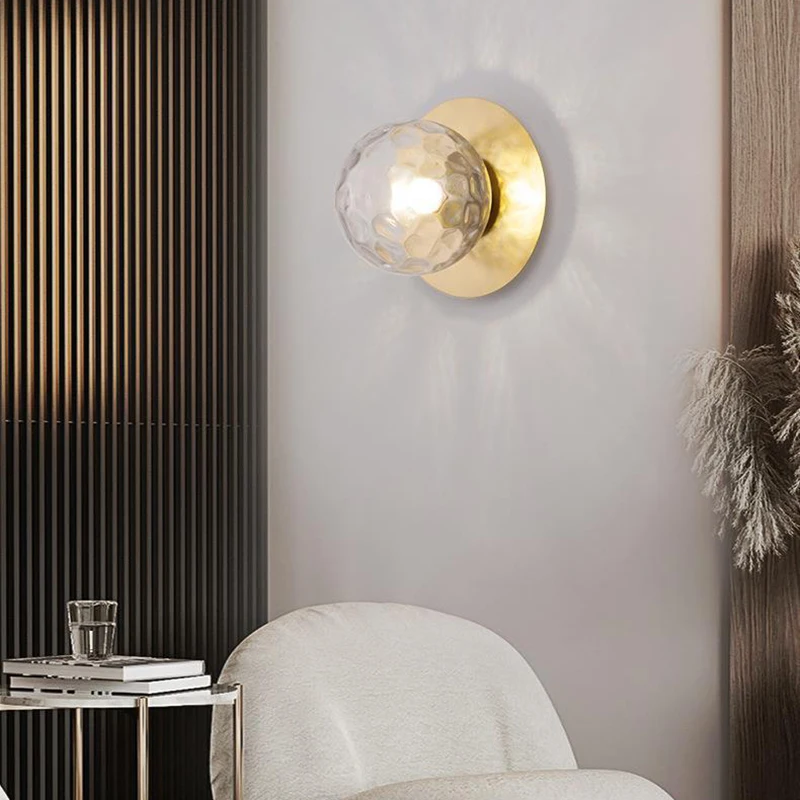 Imagem -05 - Nordic Minimalista Led Wall Sconce Lâmpada Moderna Luz de Parede Vidro do Fundo Cabeceira Quarto Escadaria Passarela Sala E27