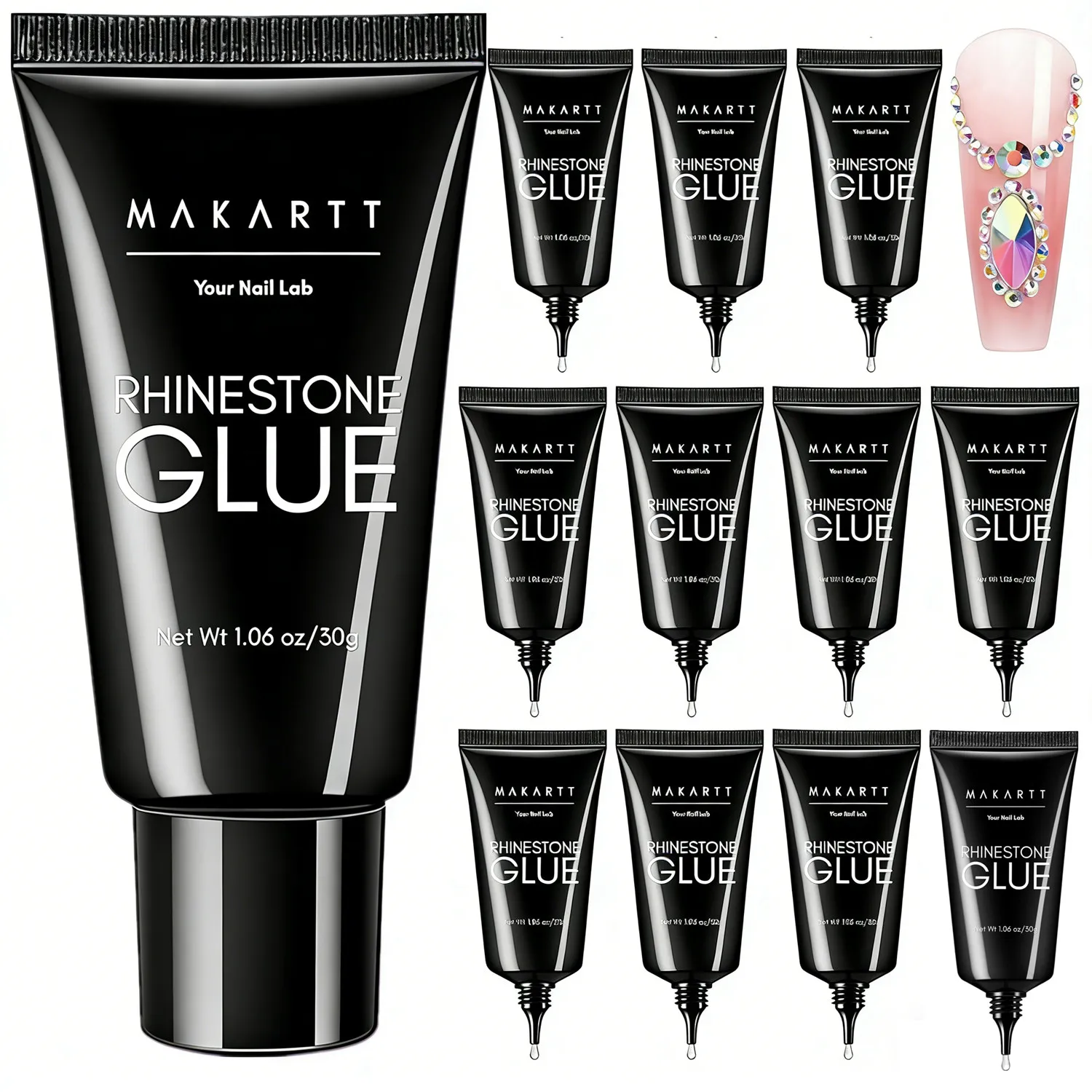 

Makartt Rhinestone Glue for Nails - 30ML Super Strong Gel Nail Glue for Nail Salon, 3D Nail Art, and Nail Charm Gem Jewelry