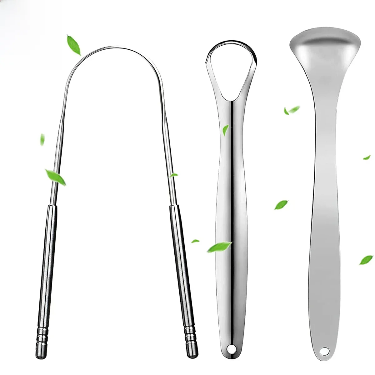 Premium 1pcs/3pcs metalowy środek do czyszczenia skrobaczka do języka dla dorosłych i dzieci, przenośne stal nierdzewna język szczotki skrobaczka do języka s do usuwania — zdjęcie 2
