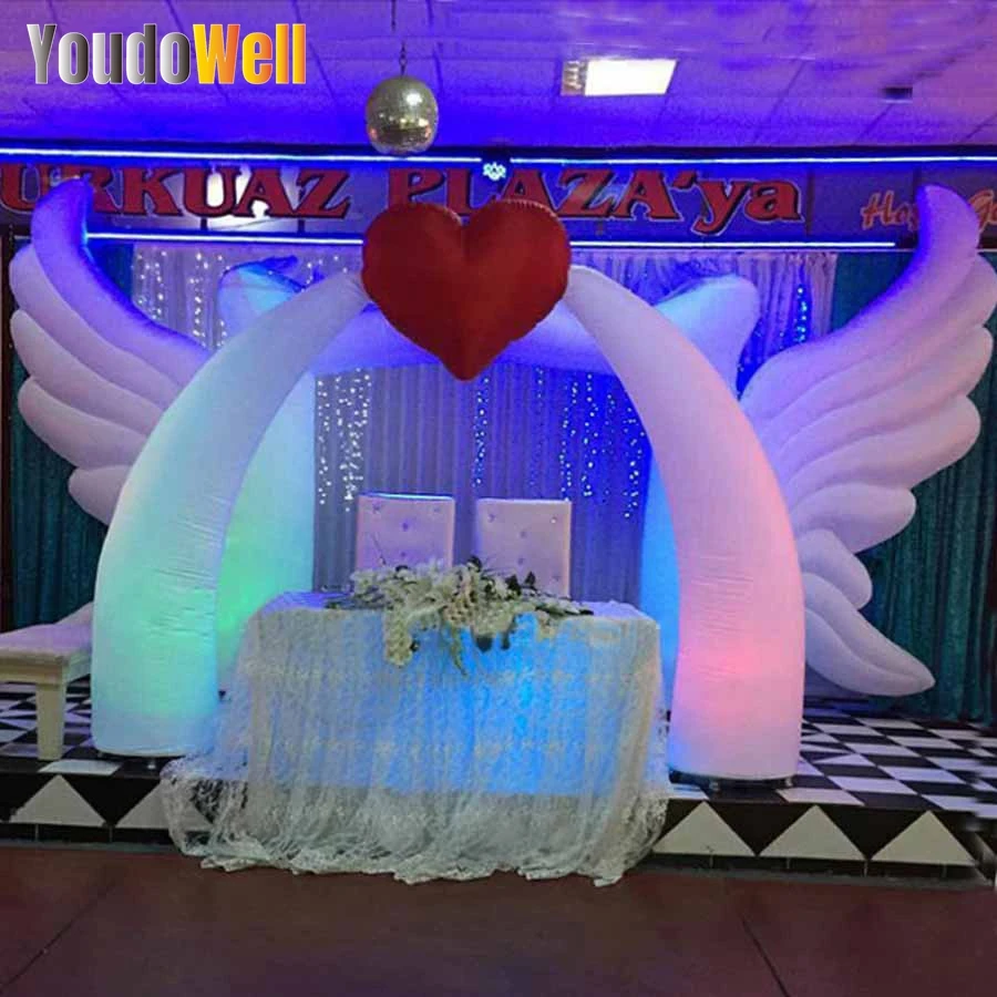 Gorgeous Custom Inflatable Love Arch Entrance with LED Lighting for Outdoor Indoor Events Wedding Party