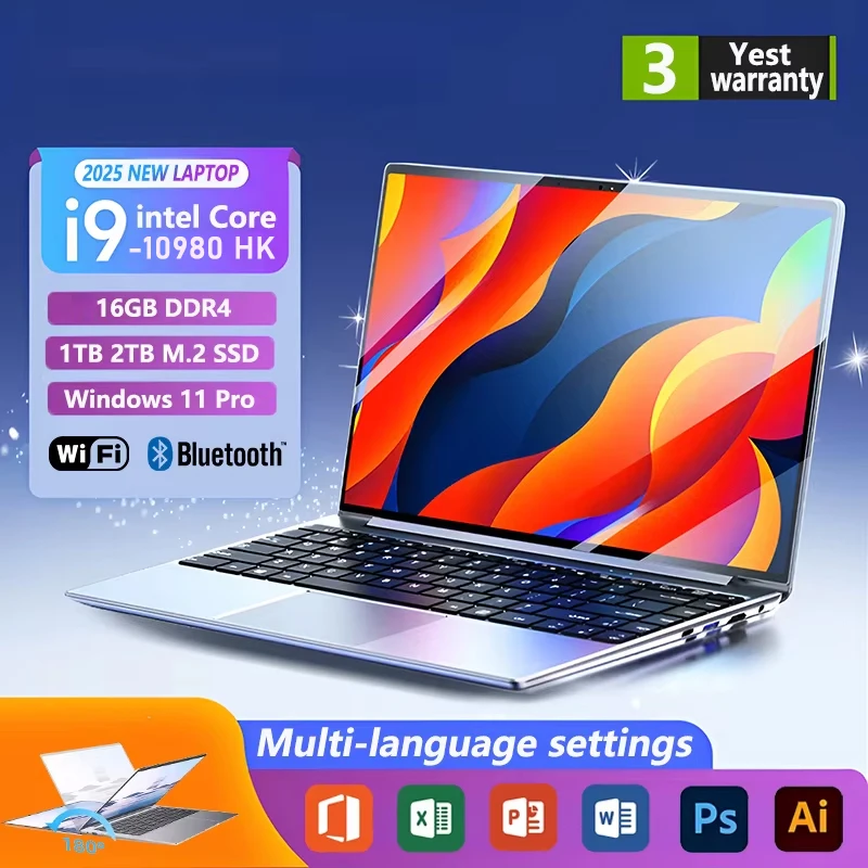 Computadora portátil de 14.1 pulgadas con Windows 11 Pro, Intel Core i9-10980HK, pantalla HD, 16GB de RAM, 1TB/2TB SSD, portátil para juegos, PC Gamer