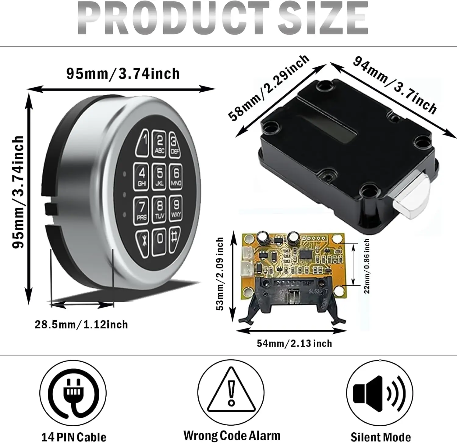 Stack on Safe Lock Replacement with Swing Bolt, High Security Fireproof Chrome Digital Keypad Electronic Safe Lock