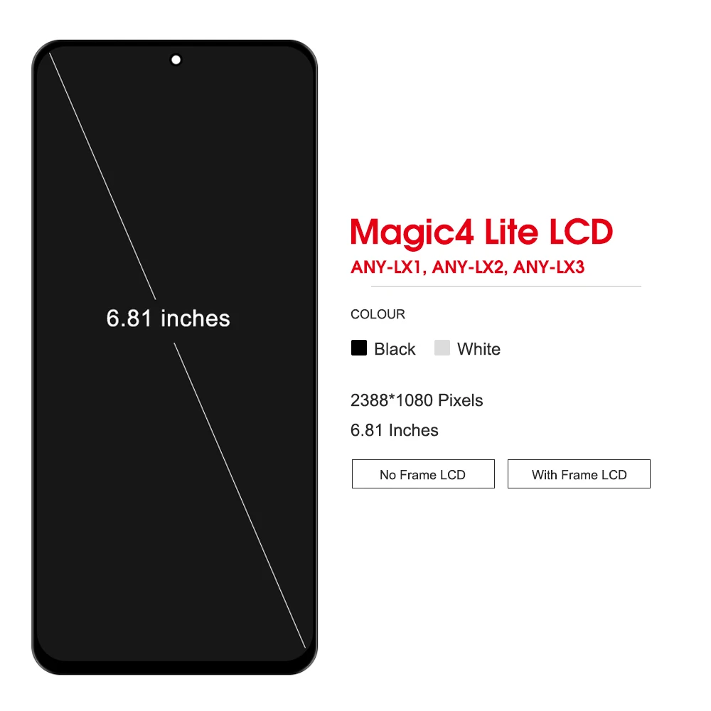 6.81\'\' Tested Display For Magic4 Lite LCD ANY-LX1/2/3 Display Screen Touch Digitizer For Honor Magic 4 Lite Display Replacement