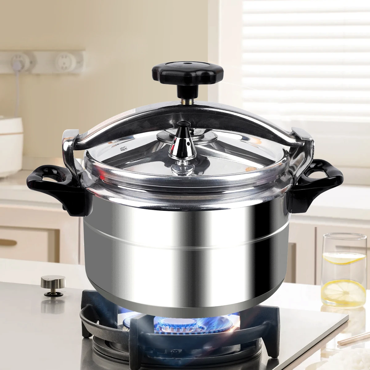

7/9L Large Capacity Aluminum Pressure Cooker, Multifunction Durable Stainless Steel Pressure Cooker,Home Kitchen Cooking Utensil