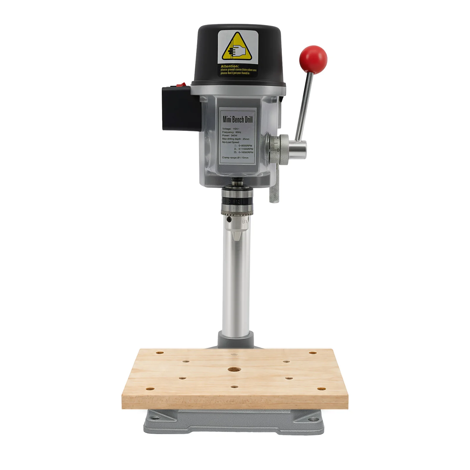 Image of 340W Tischbohrmaschine, Mini-Bohrmaschine, tragbare Tischbohrmaschine, 5158A 220V 3-Gang-Bohrmaschine für DIY Holz Metall Leiterplatte