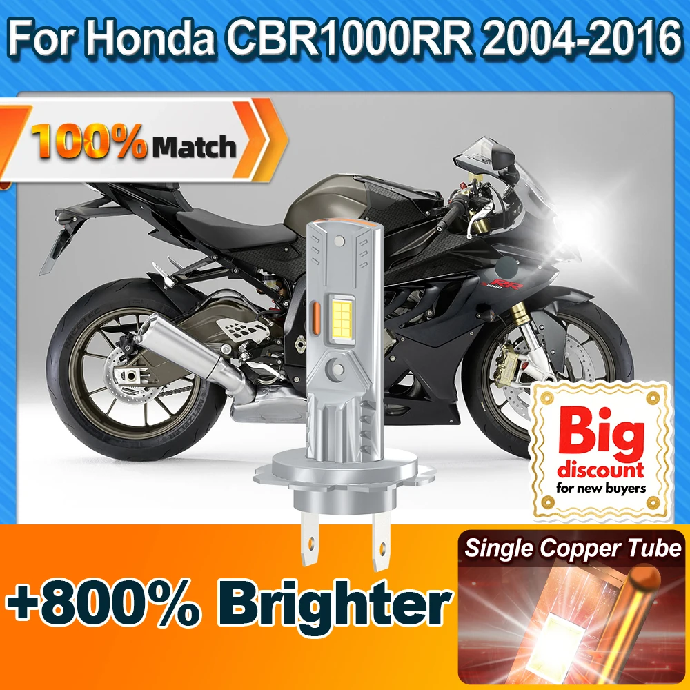 CROSSFOX para Honda CBR1000RR 2004 2005 2006-2015 2016 ampolas de faros LED para motocicleta bombillas auxiliares de haz alto