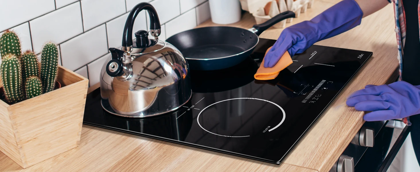 Hobir Induktionskochfeld mit Stecker, Kochfeld 4 Platten, 60 cm Induktionskochfeld, 3500 W, integriertes Kochfeld mit Flexzone, Kindersicherung – Detail 7