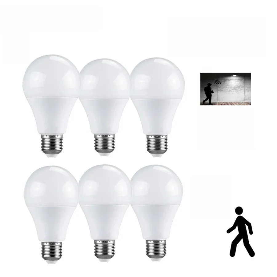 6PCS LED Motion Sensor Birne 110V 220V LED Lampe PIR Sensor Licht Für Home Parkplatz Schlafzimmer badezimmer Outdoor Korridor Treppen Pathway