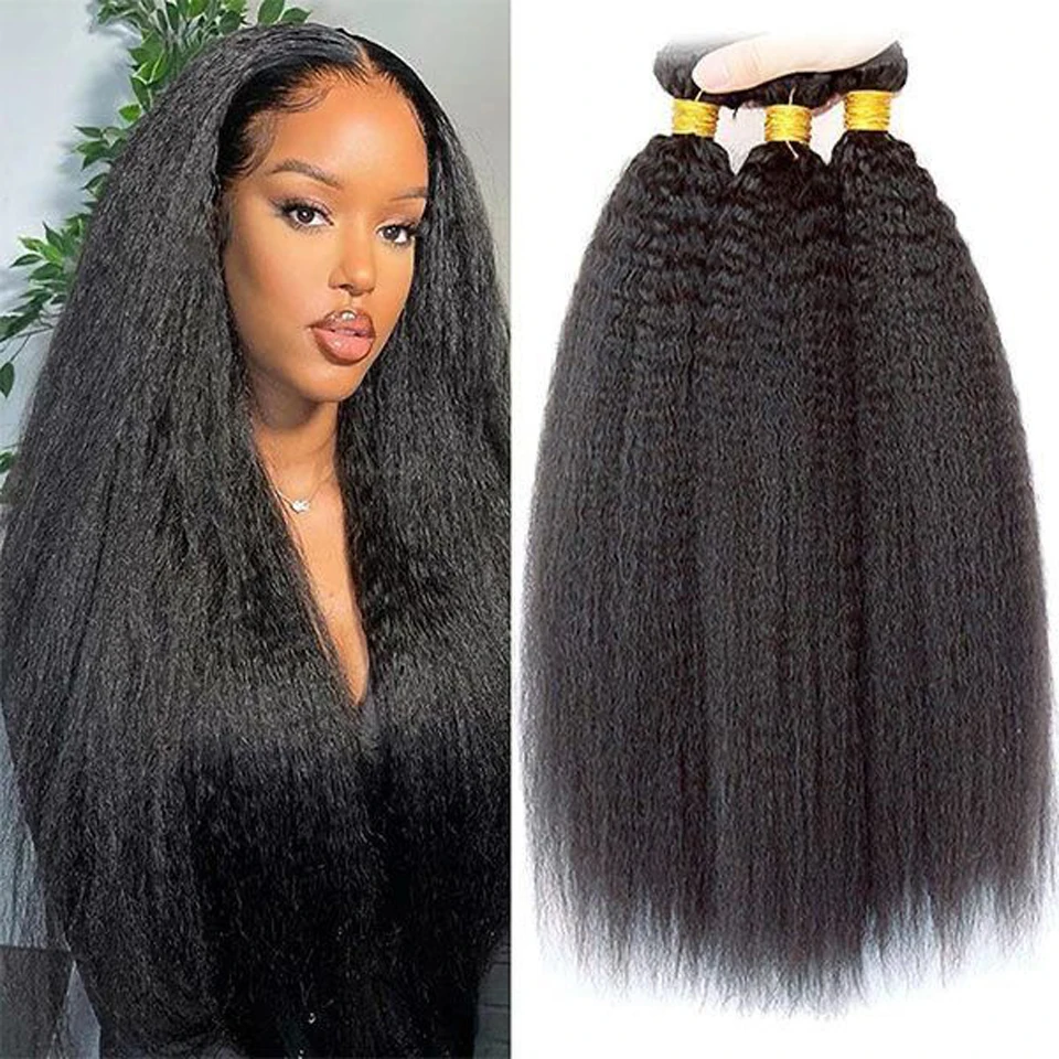 Brasilianische Kinky Straight Wave Haarbündel, 1/3 Stück, Echthaarbündel, 12-32 Zoll, Remy 100 % Echthaarverlängerungen für Frauen