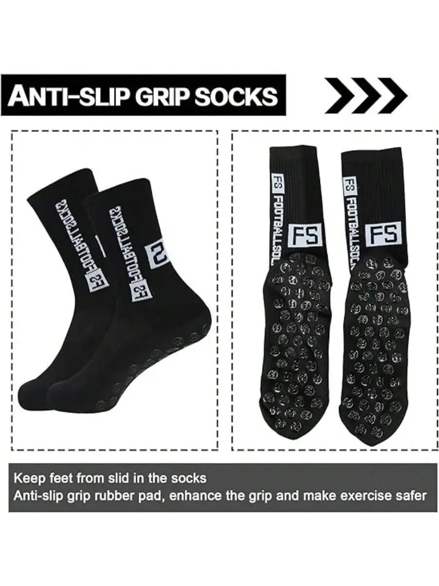 A pair of football socks, non-slip foot massage particle socks, sports socks, black