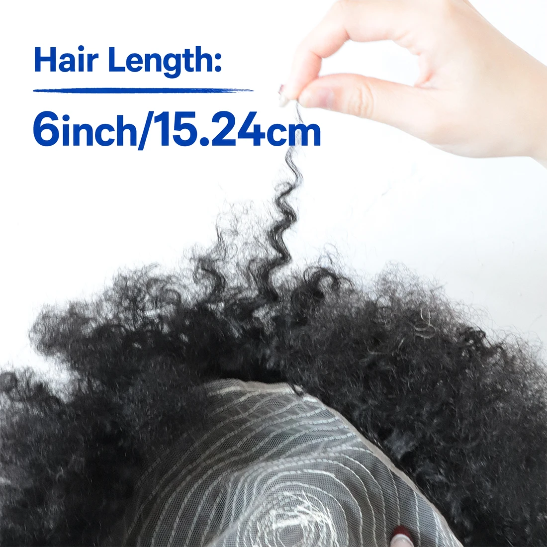 Men's Afro Curly Toupee 8x10 Natural Black High Grade Real Human Hair Hair Replacement System for Balding