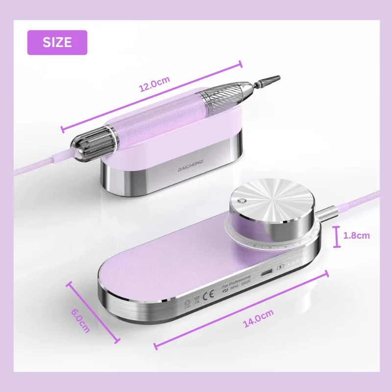 Daichong Professioneller elektrischer Nagelbohrer, Drehmaschine, Maniküre-Schneidemaschine, schwimmende Maschine für Nägel, bürstenlos, stark, wiederaufladbar