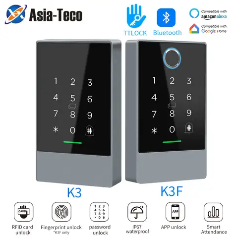 Nfc 태그 지문 센서 Ttlock App 13.56Mhz Ic 리더 액세스 컨트롤러 G2 게이트웨이 Wifi 제어 Ip67 방수 도어 잠금 장치 K3