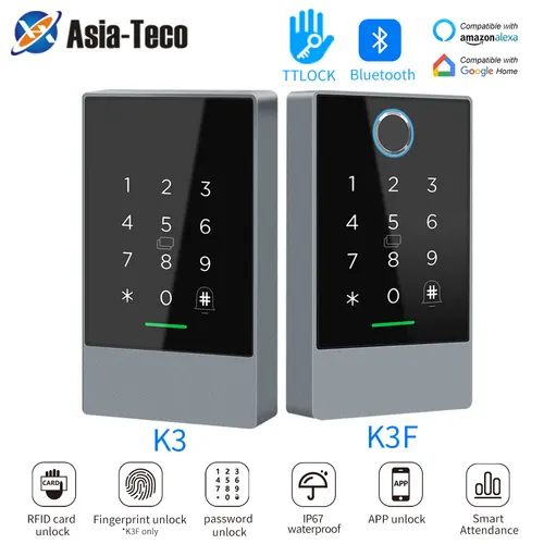 Sensor de huellas dactilares con etiqueta Nfc, aplicación Ttlock, lector Ic de 13,56 Mhz, controlador de acceso, puerta de enlace G2, Control Wifi, cerradura de puerta impermeable Ip67 K3