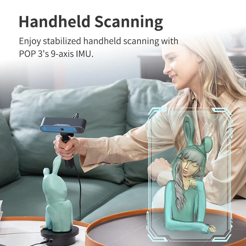 Revopoint POP3 3D Scanner 0.05mm High precision Handheld 3D Scanner For 3D Printer with Dual Axis Turntable- ADVANCED EDITION