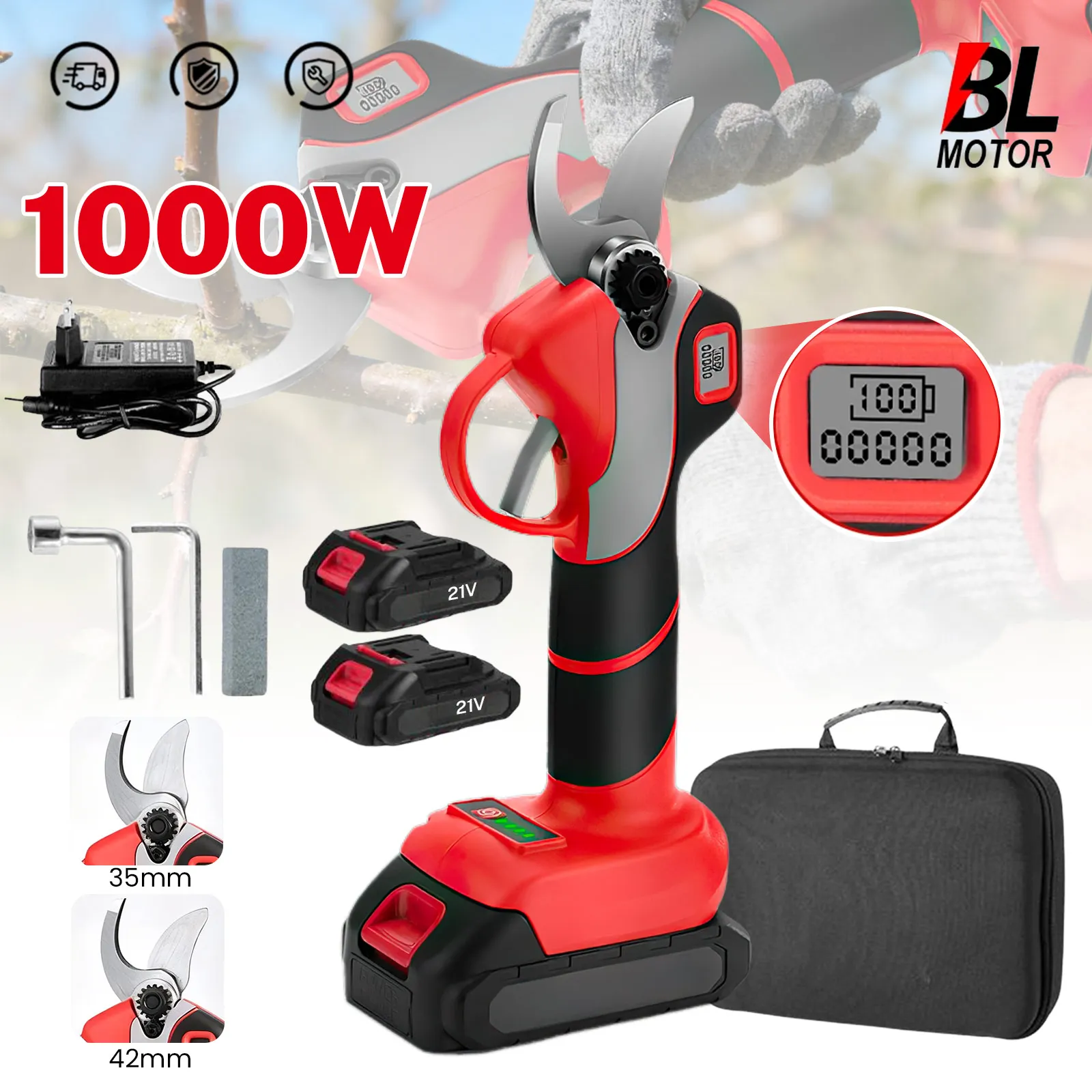 Sécateur électrique sans fil 1000W 30mm, cisailles de taille pour arbres fruitiers et bonsaïs, outil électrique pour couper les branches, compatible avec batterie Makita 18V