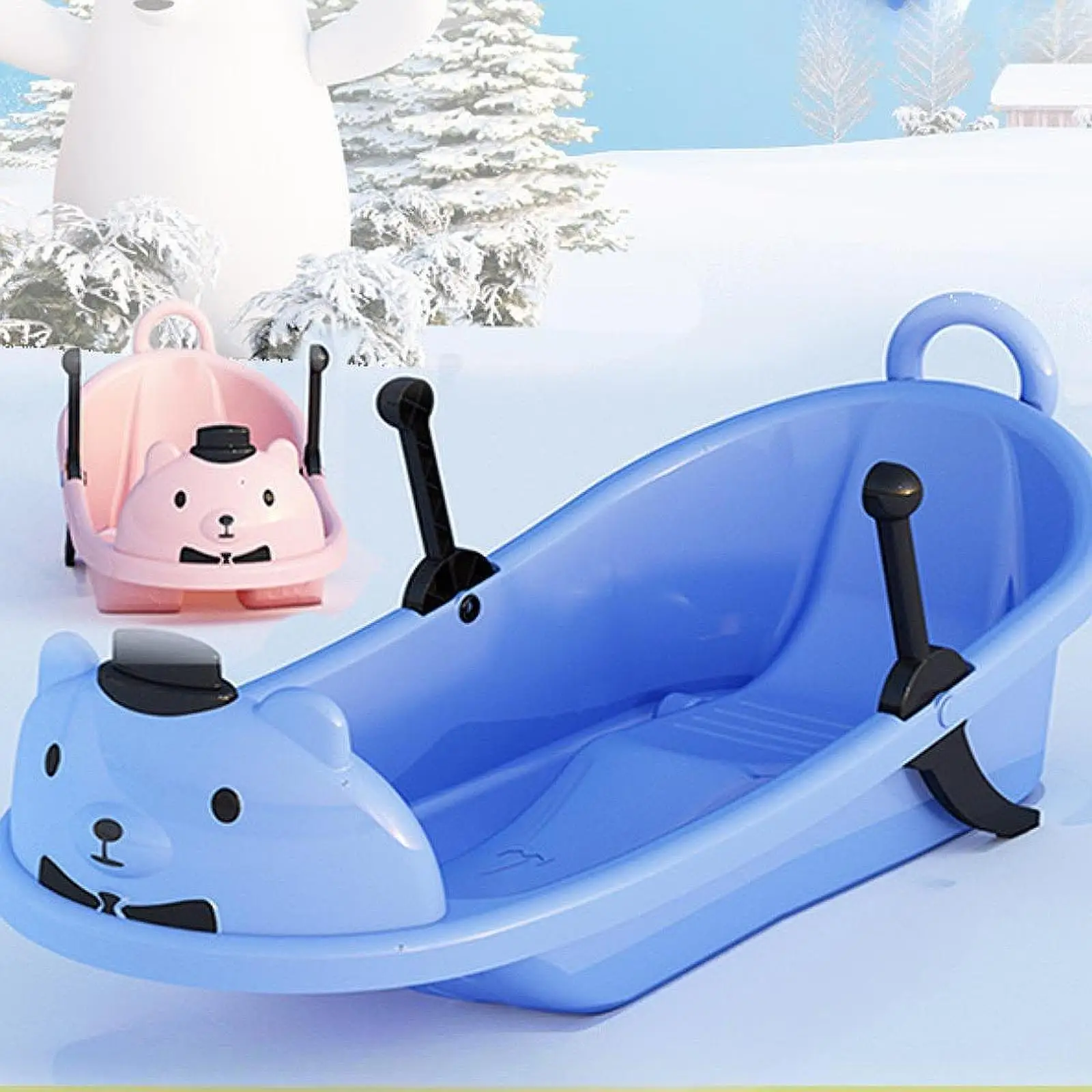 

Snow Sled Skateboard with Handle Heavy Duty Sledding Boards Skiing Board Sandboarding Downhill Luge for Fun Winter Ski Sport