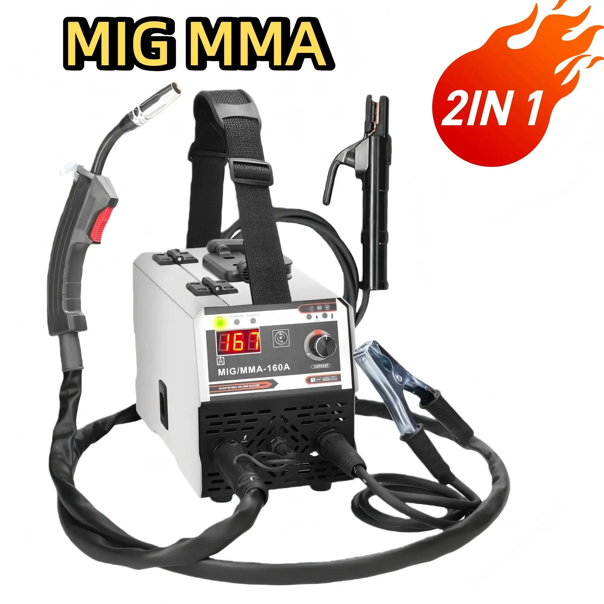 Soldadora MIG/MMA 2 en 1 con Pantalla Digital, Soldadora Inverter IGBT DC 220V, Soldadura Manual con Protección de Gas, Soldadora de Doble Uso con Alimentación Automática de Alambre