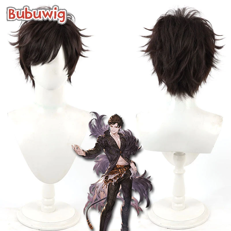 

Bubuwig Synthetic Hair Belial Cosplay Wigs Game Granblue Fantasy Versus Belial 30cm Short Straight Dark Brown Wig Heat Resistant