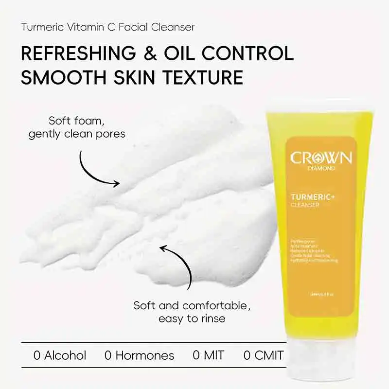 Professional Turmeric Cleanser Whitening Cream Brightening Facial Deep Cleaning Wash Foam Reduce Pockmark Acne Wrinkle Dark Spot