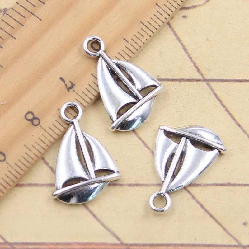 20 szt. Charms łódź żaglowa 20x14mm tybetańskie srebrne wisiorki antyczna biżuteria robienia rękodzieła ręcznie robionego — zdjęcie 2