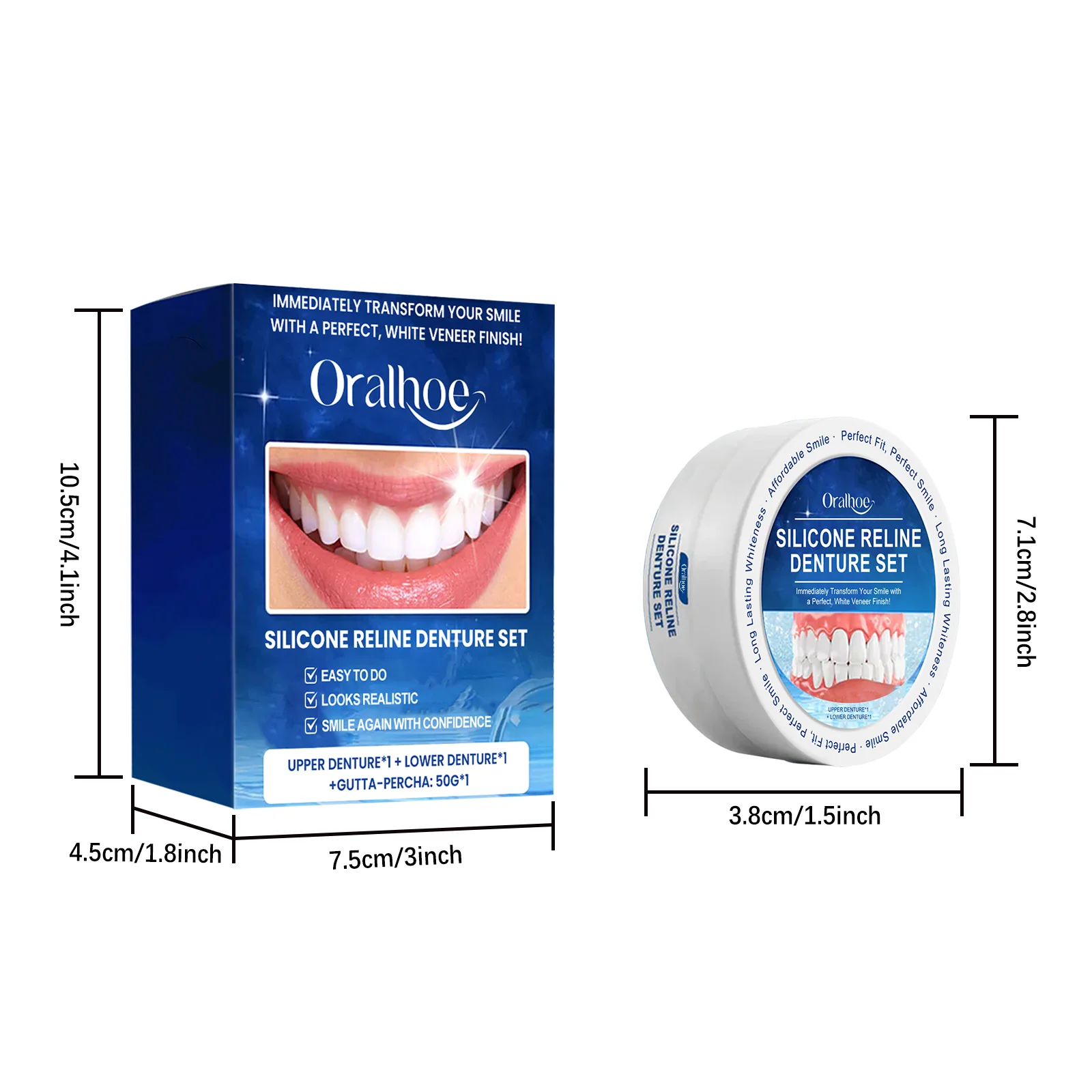 Oralhoe سيليكون طقم أسنان تبييض الأسنان تقويم الأسنان المؤقتة العناية بصحة الفم قابل للتعديل الكمال ابتسامة Reline طقم أسنان