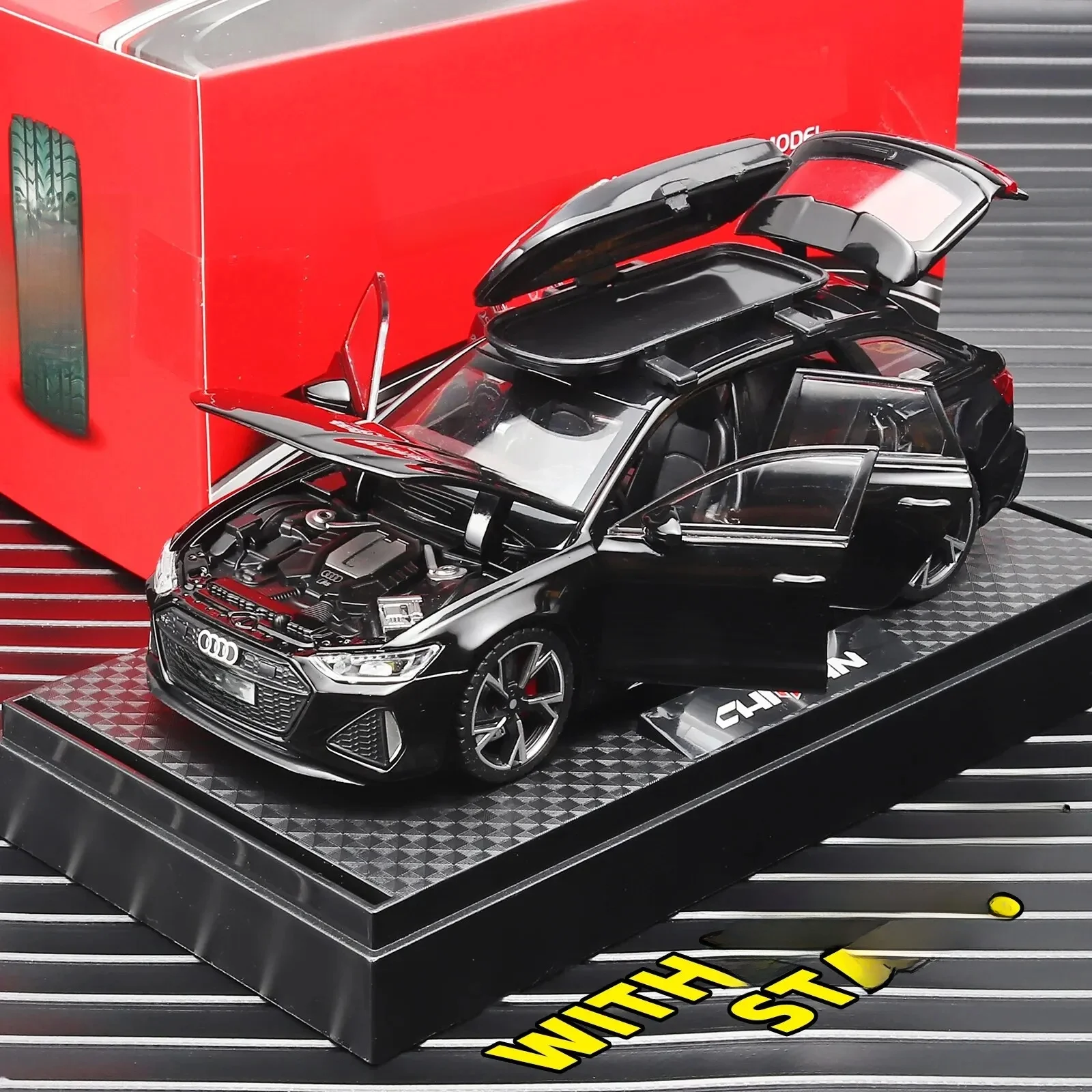 1:32 RS6-Modellauto, Black Edition: Maßgeschneidert für Kinder, realistische Simulation, Druckgussmetall, perfektes Geschenk für Jungen