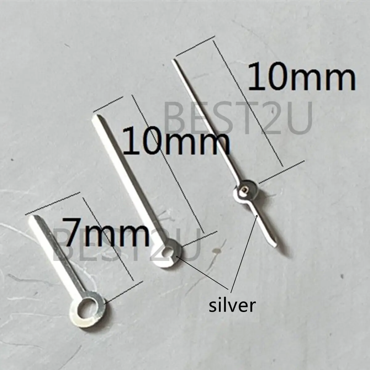 10mm Silver Trim Watch Hands