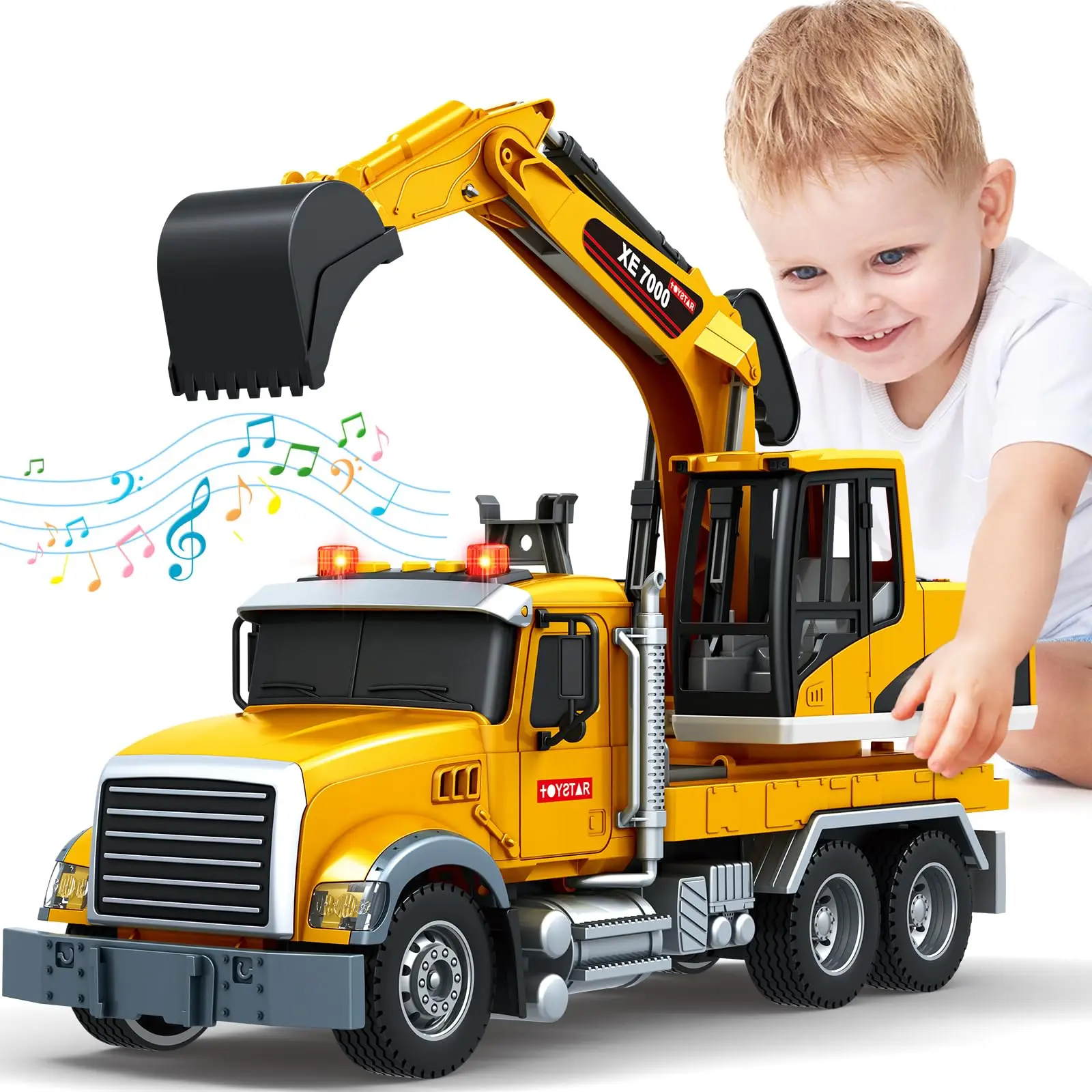 

Large Excavator Truck Toy, Kids Construction Vehicle with Sound and Light, Perfect Christmas & Birthday Gift