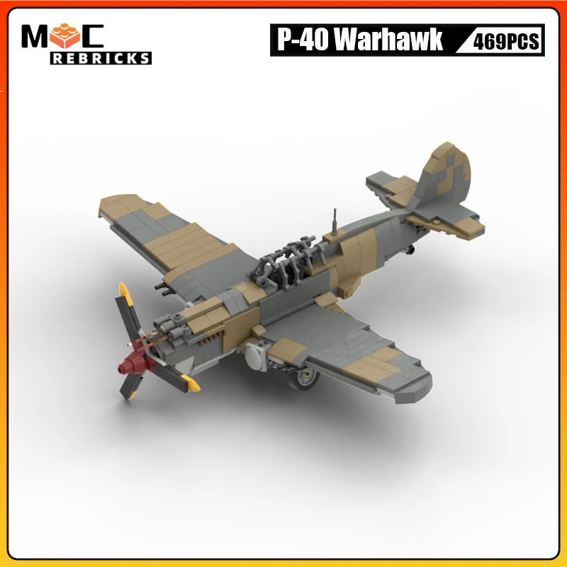 

WW2 Military Weapons US Army Aviation Fighter P-40 Warhawk Aircraft MOC Building Blocks Airplane Model Boy Bricks Toys Gifts