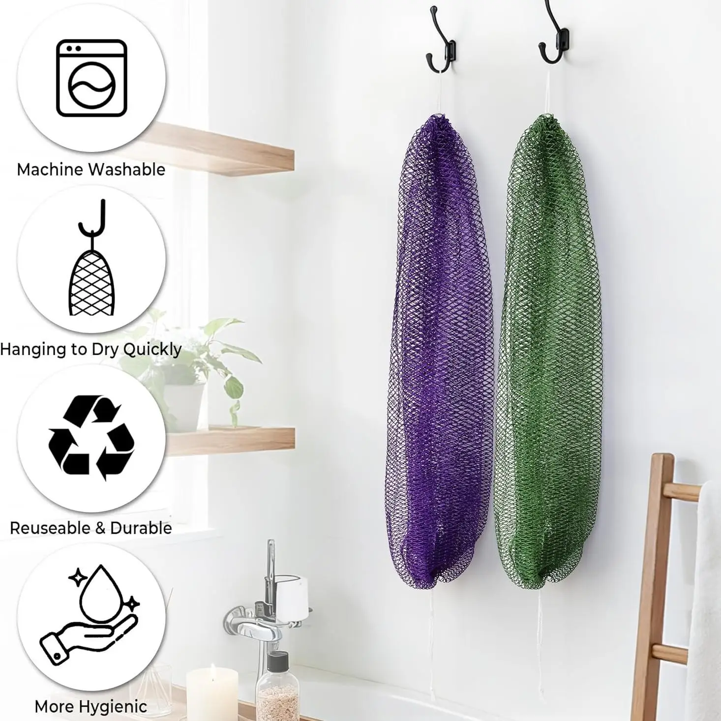 Authentic African Net Sponge, Exfoliating Body Scrubber, Back Scrubber Washcloth, Real African Scrub Body Care Bathing Accessory
