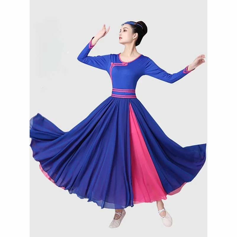 Traje de dança mongol tradicional chinesa feminina, arte moderna, performance de verão, estilo