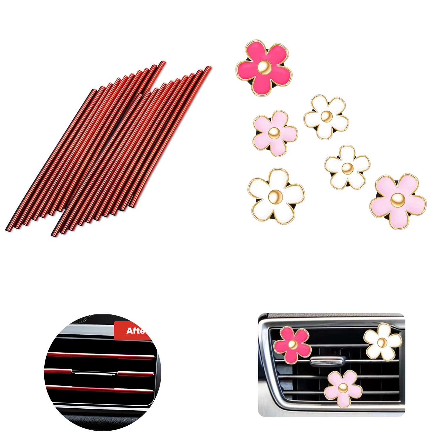 Car Air Conditioner Air Outlet Decorative Strips & U-Shaped Plating Bright Strip, Universal Waterproof Bendable Car Interior Acc