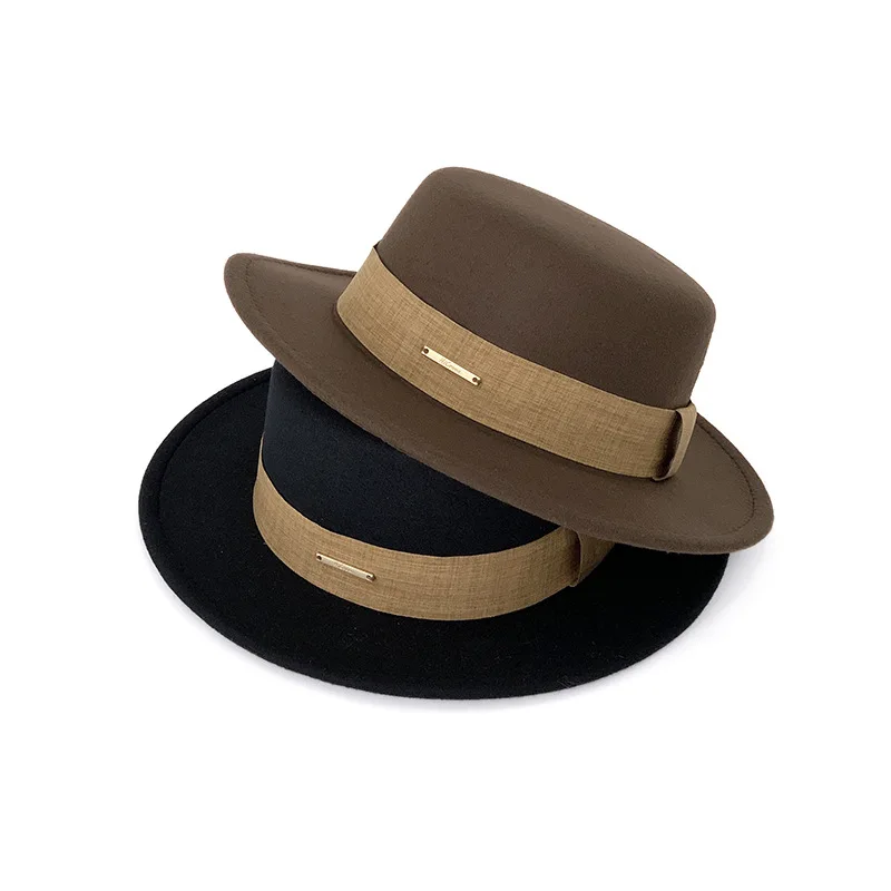 French fedora women wide brim soft fedora Canotier Hat Flat Top Fedora wholesale Garrotin style hat unisex chapeau шляпа 5