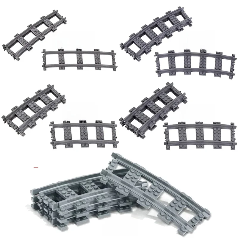 MOC Stad Baksteen Schakelaar Cross Gevorkte Gebogen Rails Bouwsteen Trein Rail Curve Tracks R56 R72 R88 R104 Creatieve DIY Speelgoed - afbeelding 2
