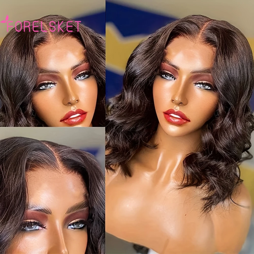 4x4 Spitzen verschluss tragen und gehen leimlos Bob Perücke-Body Wave Lace Front Echthaar Perücken für schwarze Frauen-vor gezupft und vor geschnitten