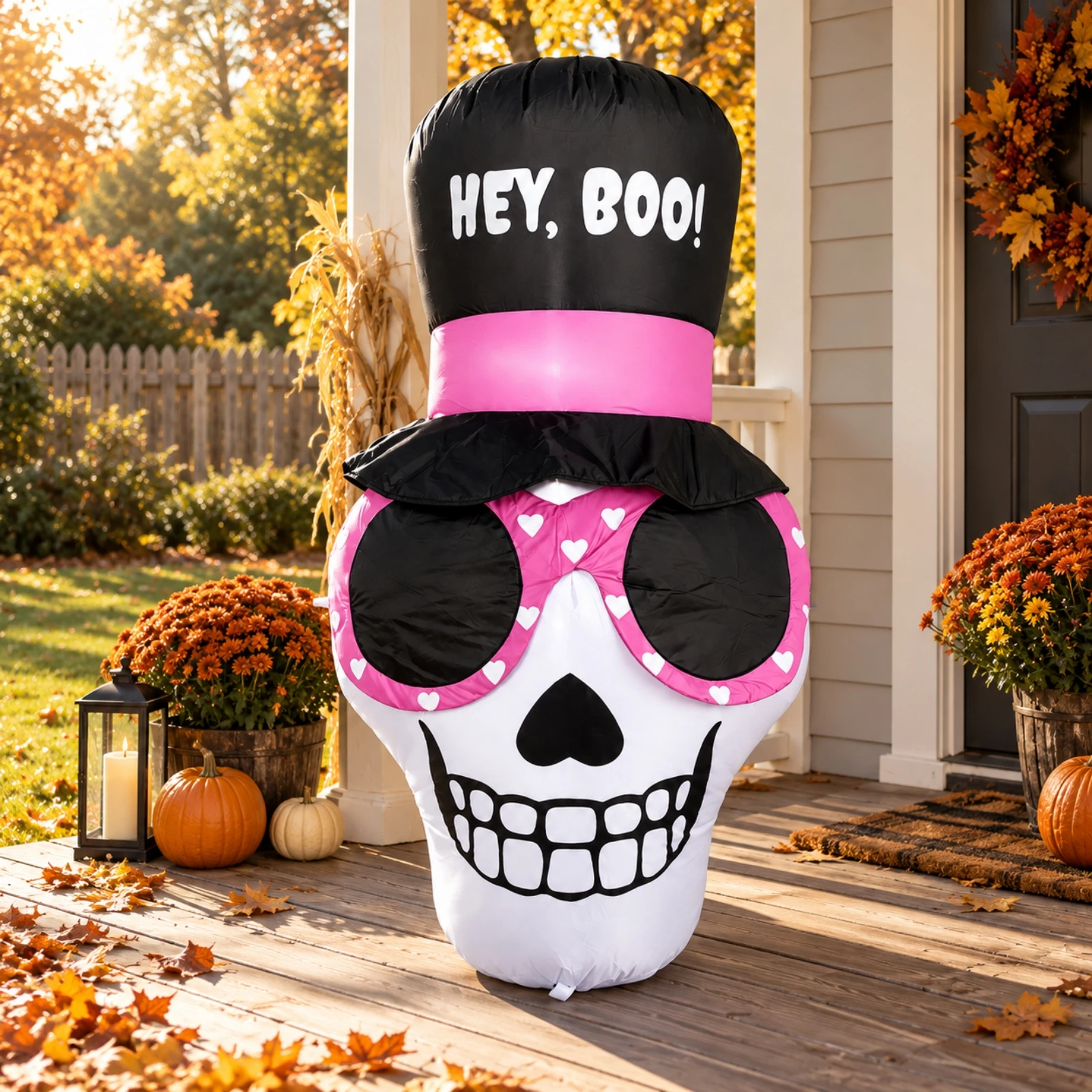 Inflatable Halloween Death Head Outdoor Lighted Inflatable Death Head Decor Water-Resistant Inflatable Halloween Decoration