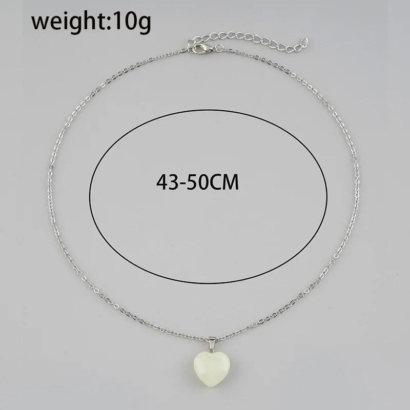 New Simple Luminous Beads Necklace Glowing Night Round Star Heart Pendant Glow In The Dark Necklace for Men Women Hallowen Gifts