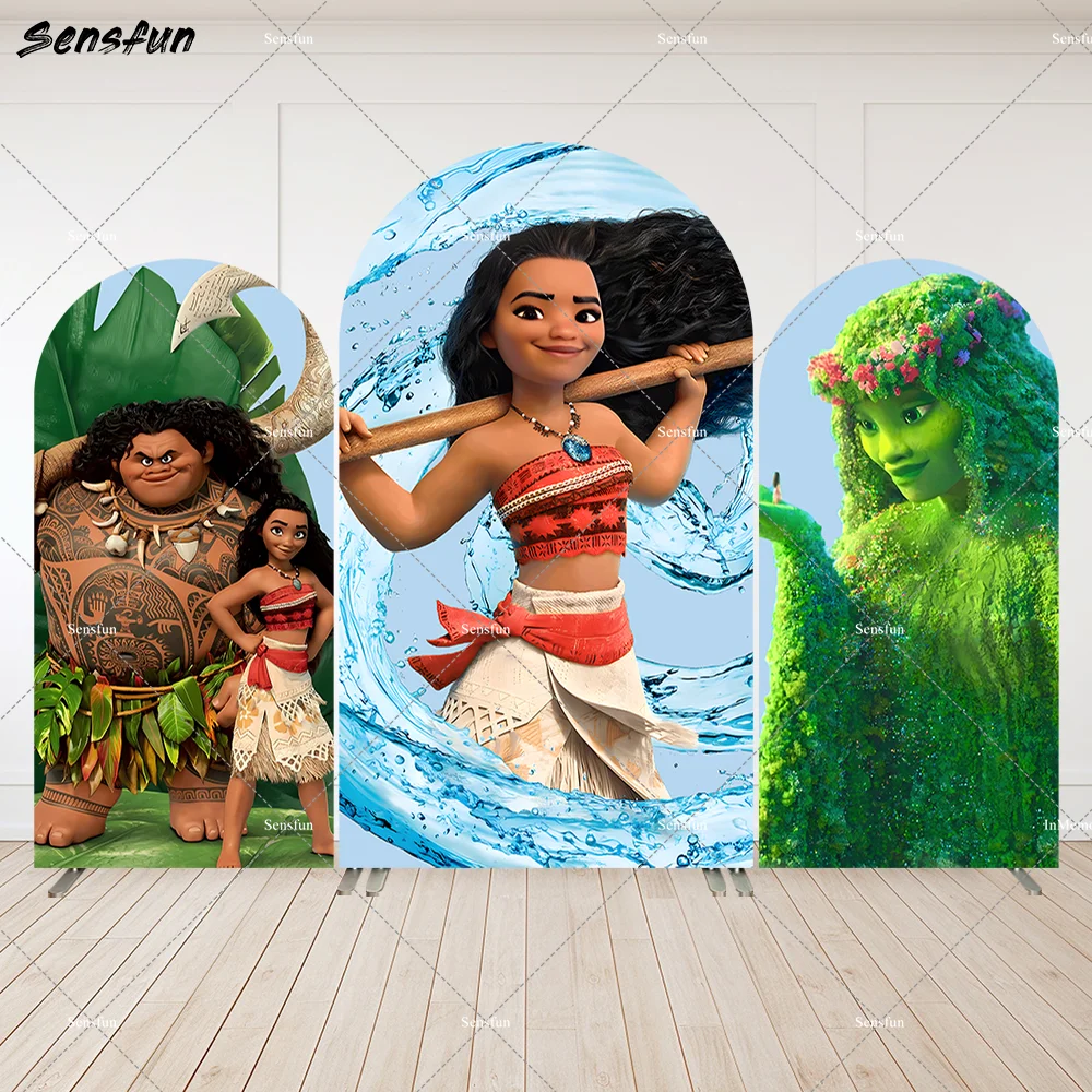 

Aloha Luau Moana Birthday Arch Backdrop Cover Maui Newborn Baby Shower Arched Wall Girls Birthday Party Banner Doubleside