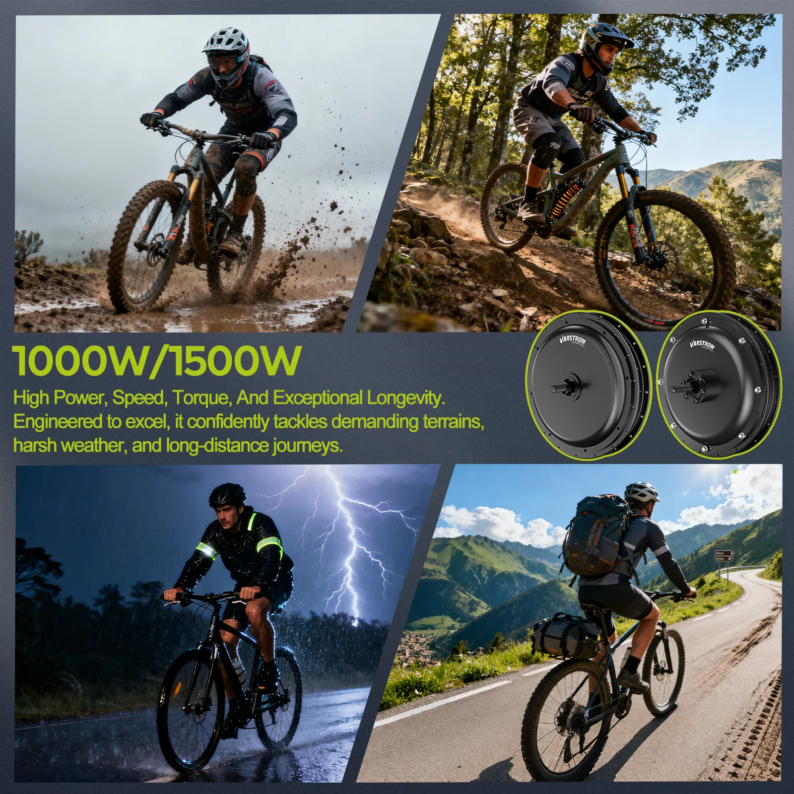 Varstrom JYLT 48V 1000W 1500W Vorder- und Hinterrad-Nabenmotor E-Bike Umbausatz 26"/27.5"/28"/29"/700C Laufradgröße optional E-Bike Motor für Scheibenbremse EMT Mountainbike eCity Rennrad. – Detail 4