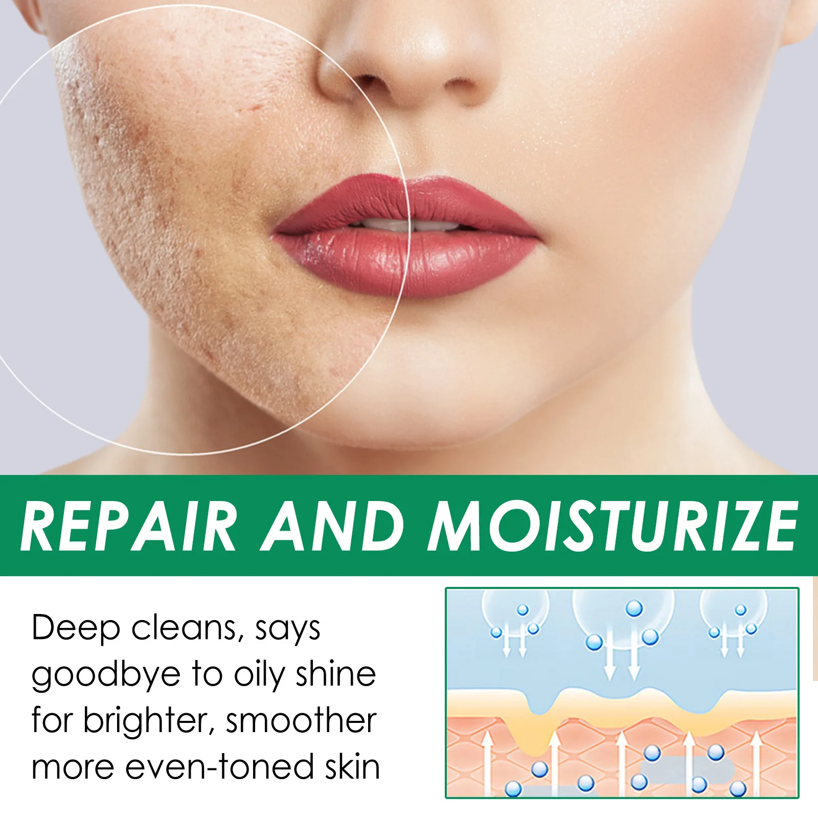 Ouhoe 12pcs Green Tea Vitamin Cleaning Facial Mask Acne Eliminate Deep Moisturizing Hydrating Face Care Shrink Pores Sleep Mask