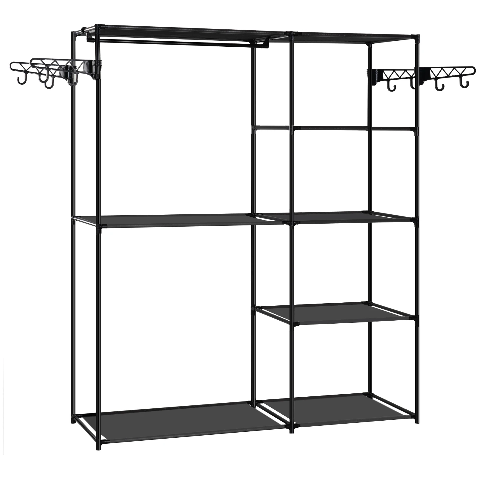 WOLTU-perchero negro para ropa, estante con 8 estantes de almacenamiento, ganchos de barra colgante para dormitorio, vestidor