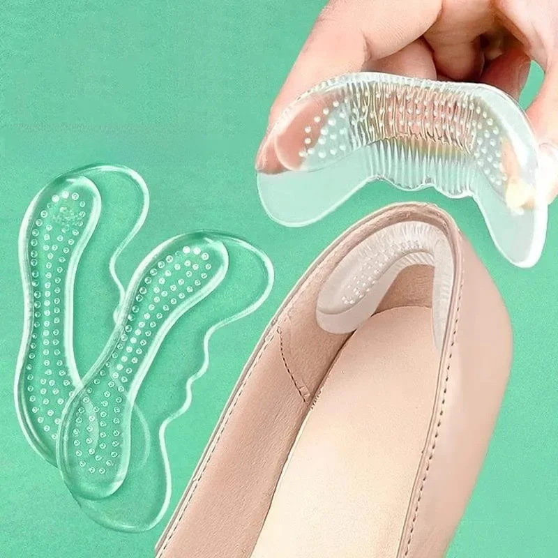 Semelles intérieures en Gel de Silicone pour chaussures femmes, doublure de talon haut, poignées de protection, autocollant Anti-usure, coussinet de talon, Inserts de soulagement de la douleur au pied