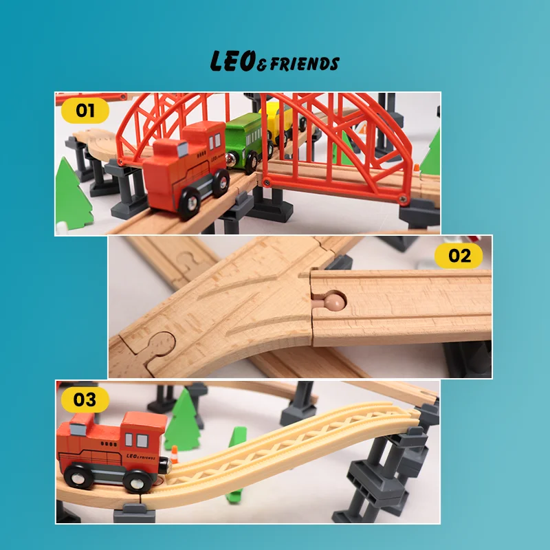 Wooden Train Set, Toy Train for Boys & Girls with Wooden Train Track, Wooden Toys for 3-7 Years Old Toddlers & Kids, Railway Set