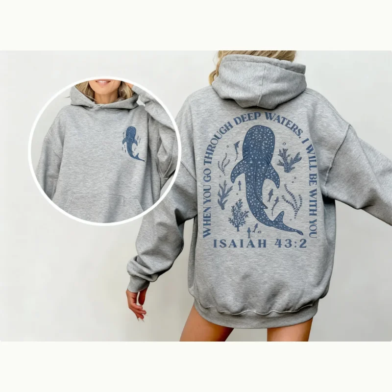 เสื้อฮู้ดลายฉลามวาฬ เสื้อสเวตเชิ้ตคอกลม ชุดสไตล์ตะวันตกสำหรับผู้หญิง ชุดคาวเกิร์ล เสื้อผ้าสไตล์ตะวันตก เสื้อท็อปส์แนวคันทรี