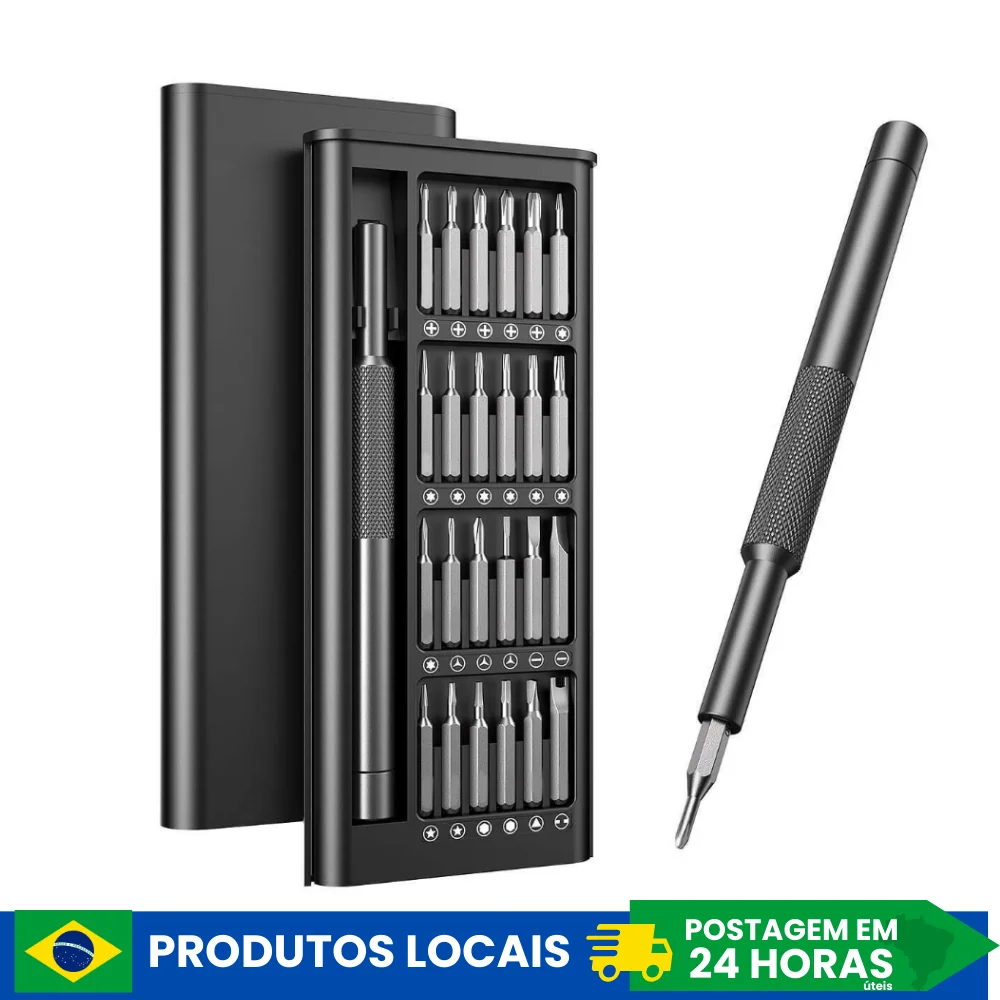 Kit de juego de herramientas con llave magnética de precisión de 24 piezas + bolígrafo de aleación de aluminio con caja organizadora negra