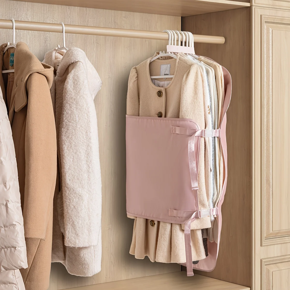 1pc wardrobe compression storage board storage artifact foldable hanging fabric down jacket storage bag polyester travel storage