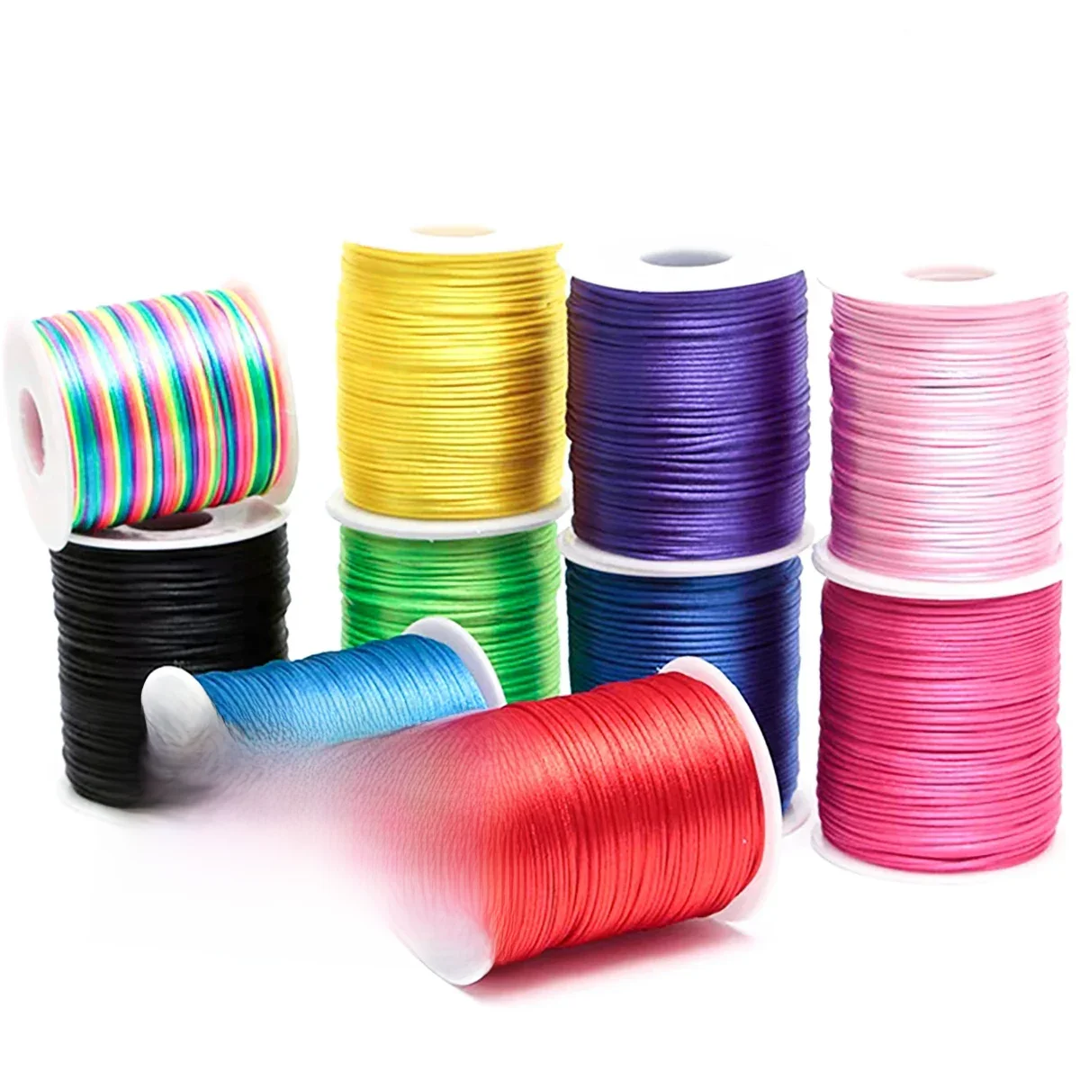 10/20/40/100M 2mm Nylon ligne cordon corde chinois nouage Rattail Satin cordons Bracelet tressé chaîne bricolage glands Shamballa fil